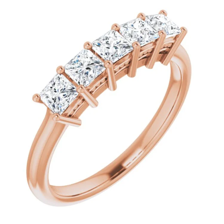 BirthstoneRings-14K Rose 3/4 CTW Natural Diamond Anniversary Band