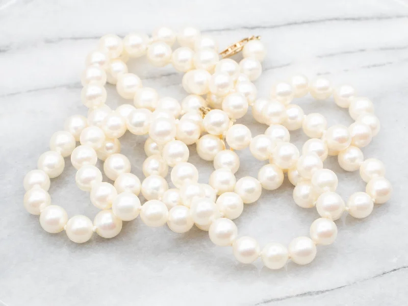 Small Dainty Necklaces-Long White Pearl Beaded Necklace