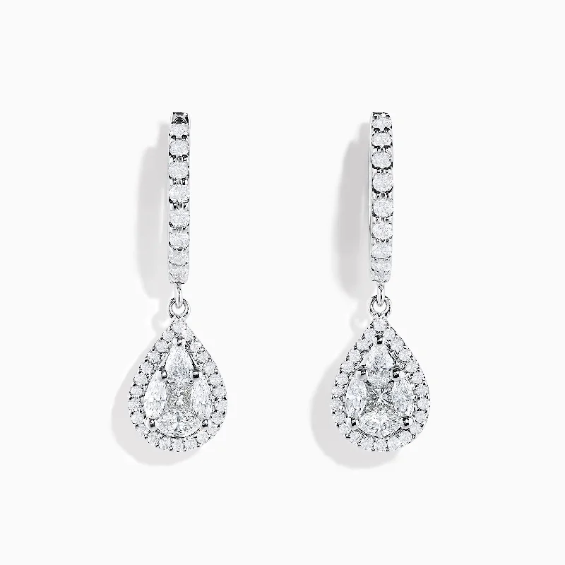 Everyday Earrings-Luxury Gold Earrings-Bouquet 14K White Gold Diamond Teardrop Drop Earrings