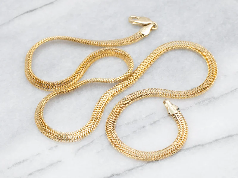 Triple Strand Necklaces-Wide Woven Gold Chain Necklace