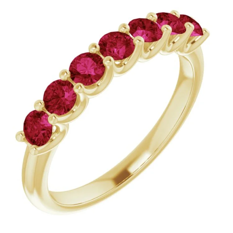 SandRings-14K Yellow Natural Ruby Anniversary Band