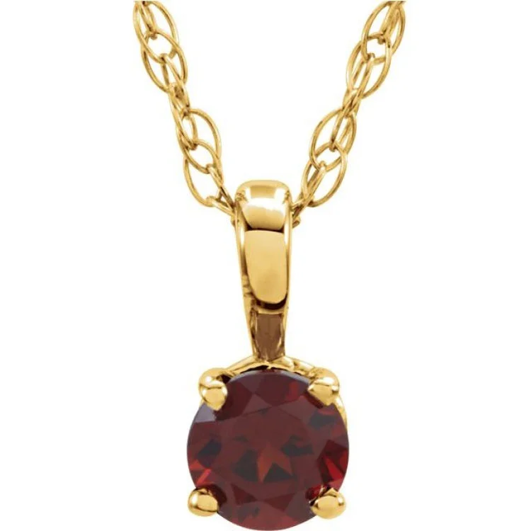 Antique Gold Necklaces-14K Yellow 3 mm Natural Mozambique Garnet Youth Solitaire 14" Necklace