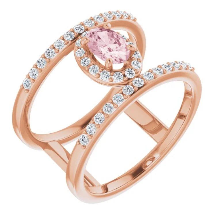 BalanceRings-14K Rose Natural Morganite & 1/3 CTW Natural Diamond Ring