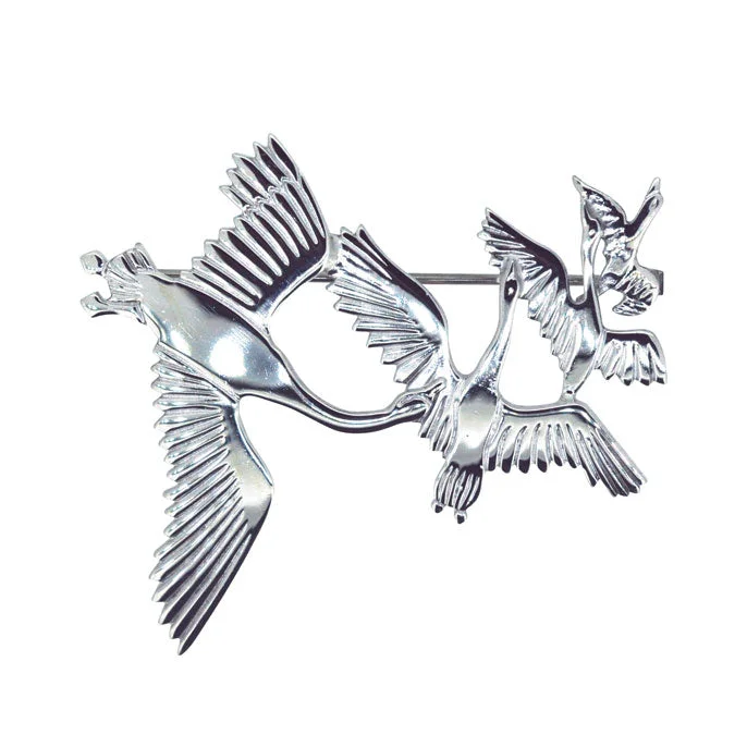 Brooch with red stones-Flying Bird Brooch