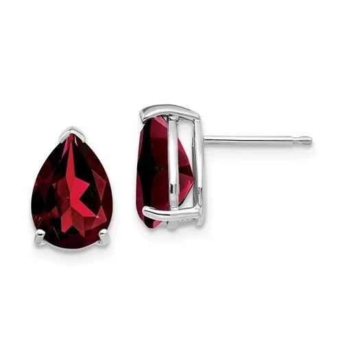 Floral Drop Earrings-Freshwater Pearl Earrings-14KT WHITE GOLD 3.60 CTW PEAR SHAPE GARNET STUD EARRINGS