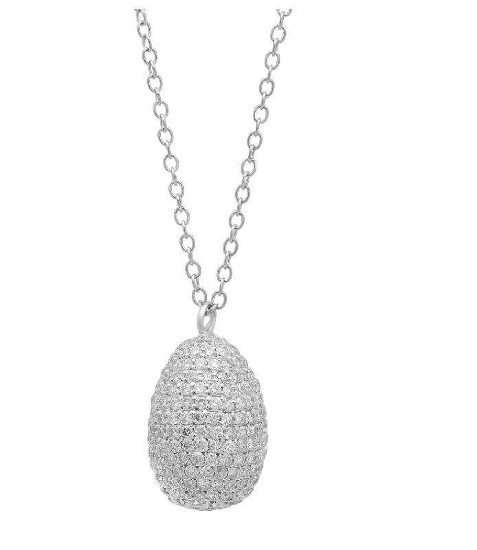 Women’s Gold Chain Necklaces-Pave Diamond Birds Egg Necklace