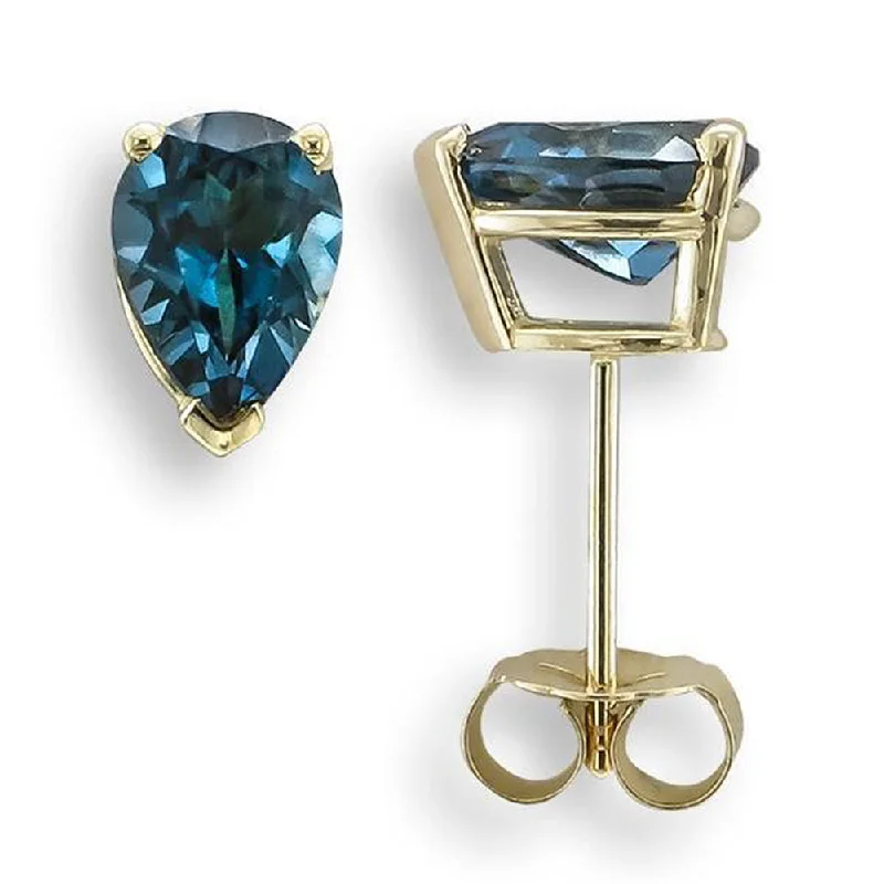 Chunky Hoop Earrings-Mixed Color Earrings-14KT GOLD 1.70 CTW LONDON BLUE TOPAZ EARRINGS