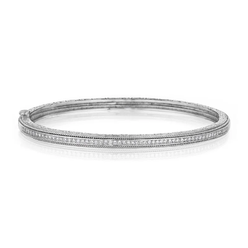 YogaBracelets-Thin Engraved Bangle