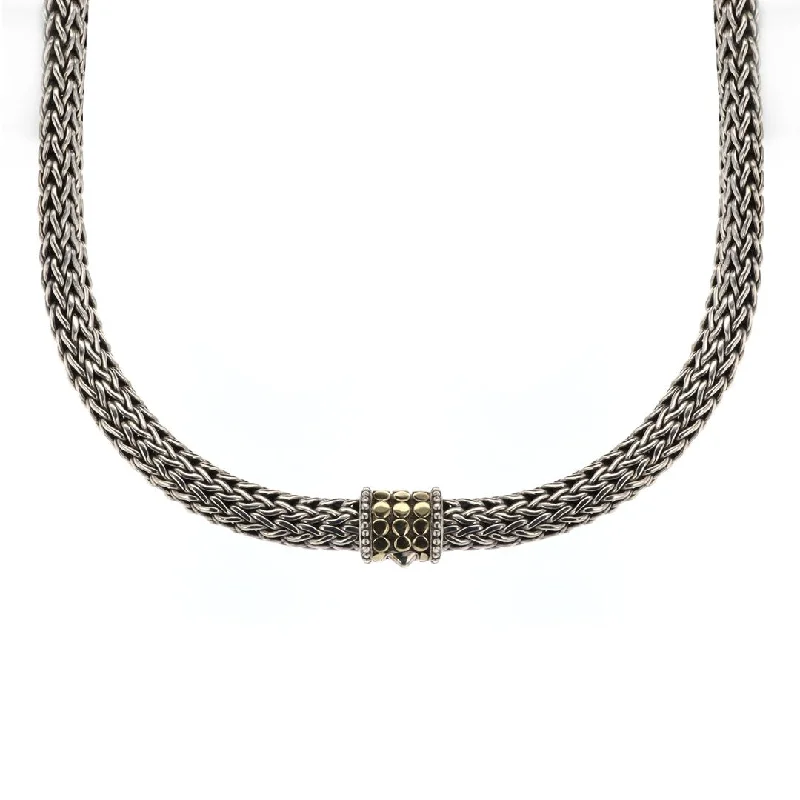 Luxury Silver Necklaces-Sterling Silver & Gold Necklace