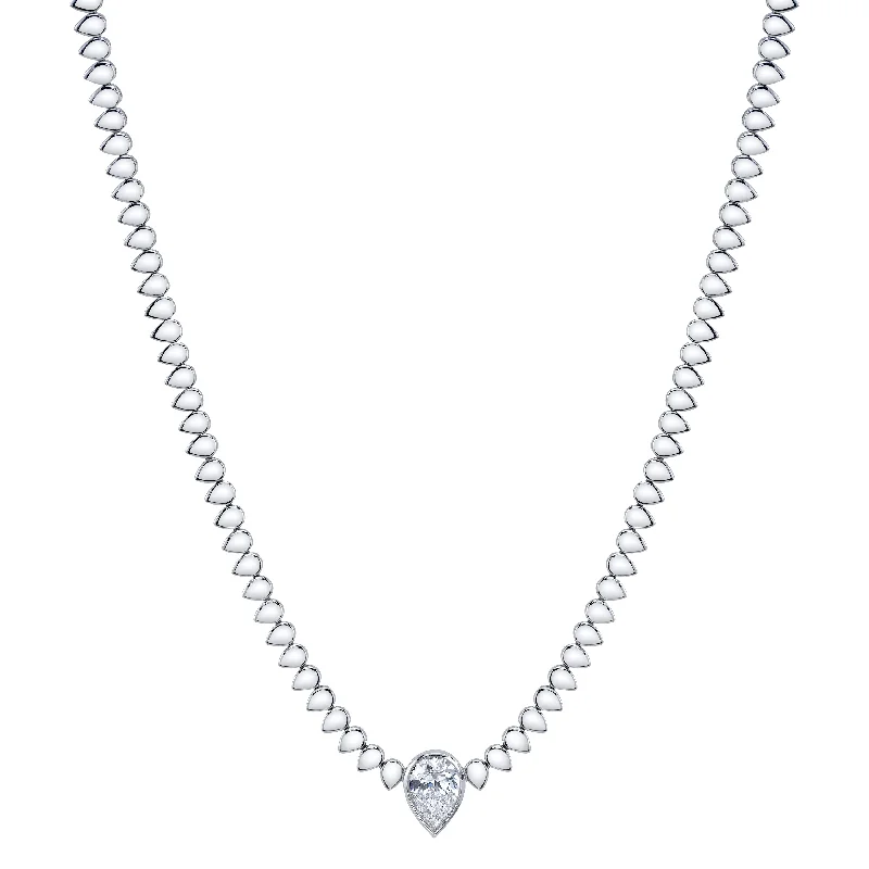 Stylish Pearl Necklaces-Diamond Teardrop Tennis Necklace