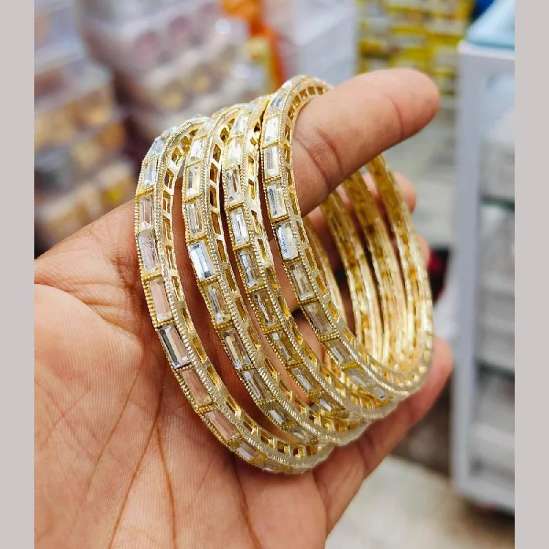 Bangles For Fashion-Forward Bridesmaids-Manisha Jewellery Gold Plated Crystal  Stone Bangles Set