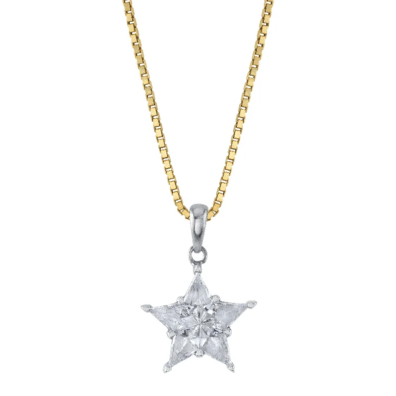 Layered Gold Necklaces-Multistone Diamond Star Charm Necklace