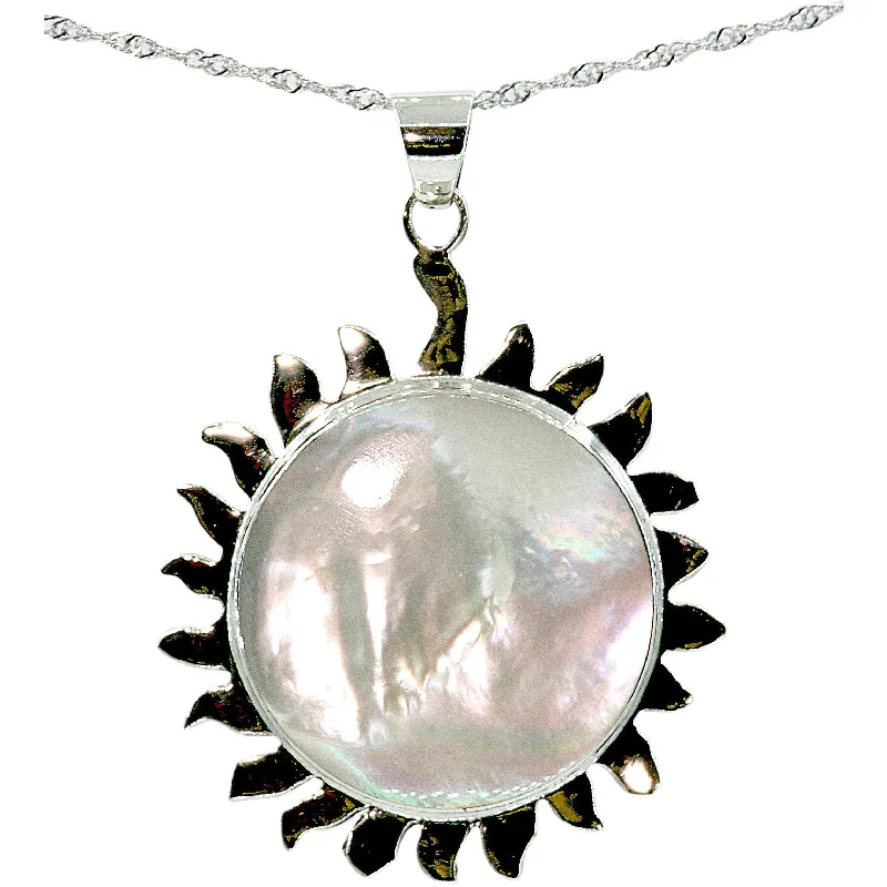 Stylish Choker Necklaces-Mother of Pearl Sun Necklace