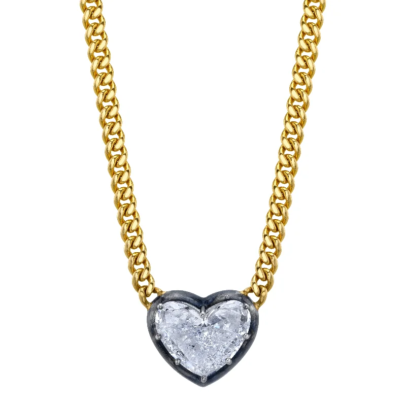 Small Pendant Necklaces-Diamond Heart Necklace