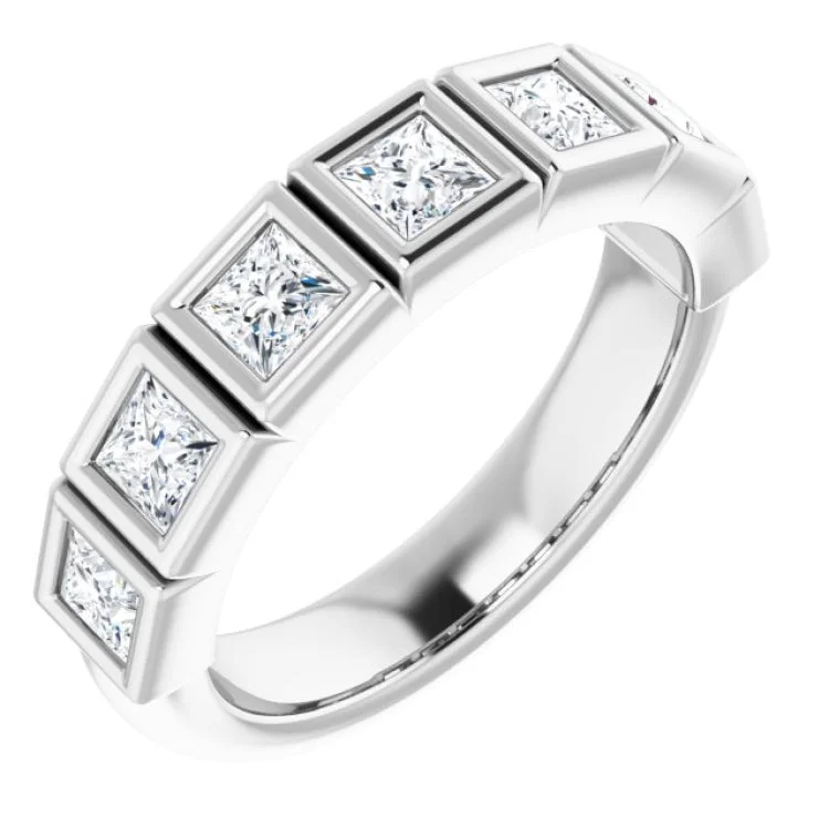 LeafRings-Platinum 1 1/8 CTW Natural Diamond Anniversary Band