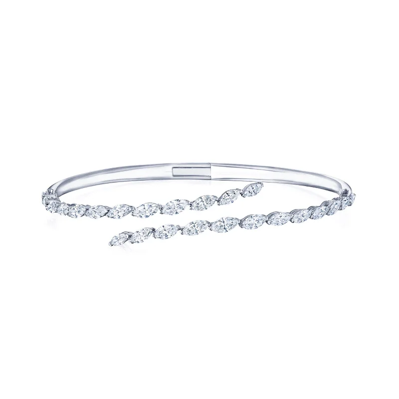 YogaBracelets-Marquise Diamond Crossover Bangle