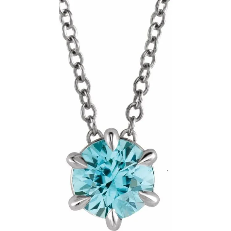 Locket Necklaces for Keepsakes-14K White 4 mm Natural Aquamarine Solitaire 16-18" Necklace