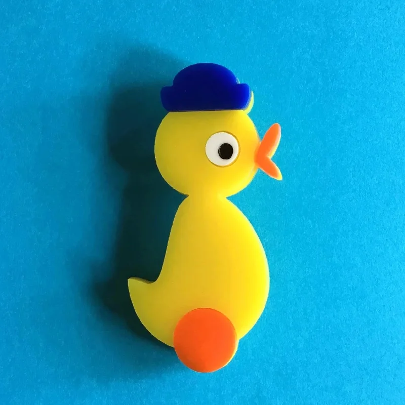 Brooch with large crystal-DUCKY THE DUCK Acrylic Brooch 🐥