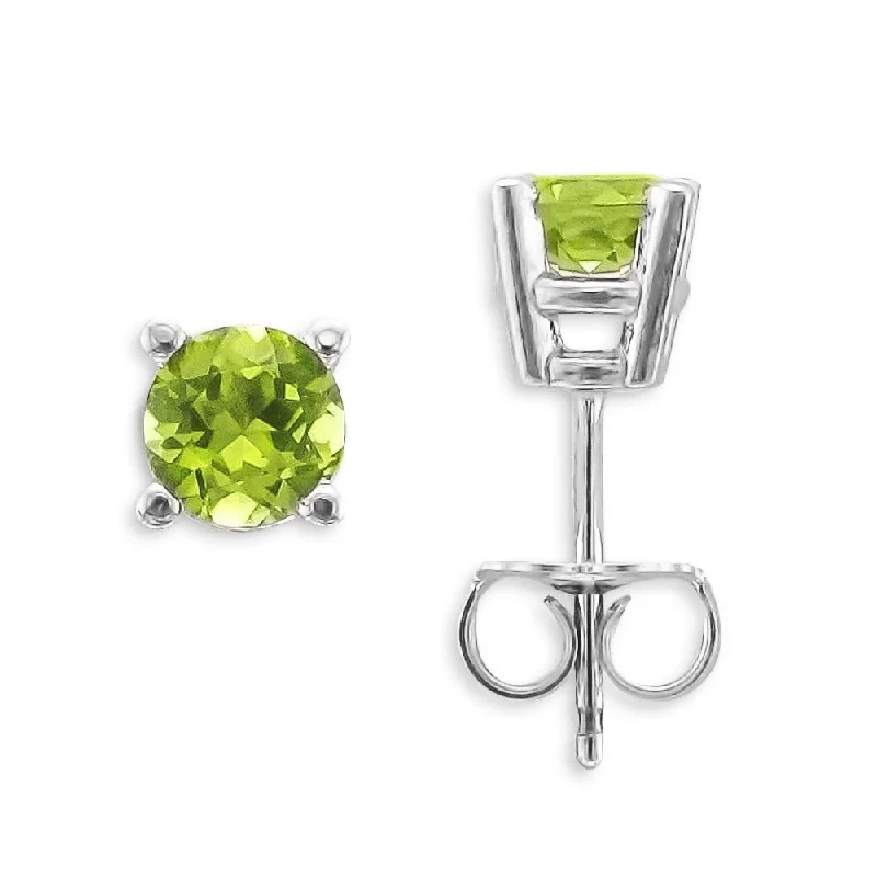 Evening Earrings-Purple Earrings-14KT WHITE GOLD 1.00 CTW ROUND PERIDOT EARRINGS