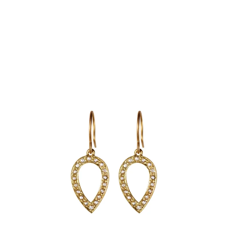 Hoop Earrings-Bright Earrings-18K Gold Diamond Pave Teardrop Earrings