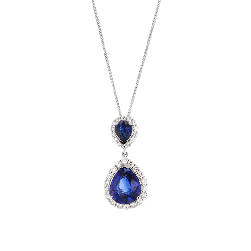 Modern Necklaces with Charms-Blue Sapphire & Diamond Pendant Necklace