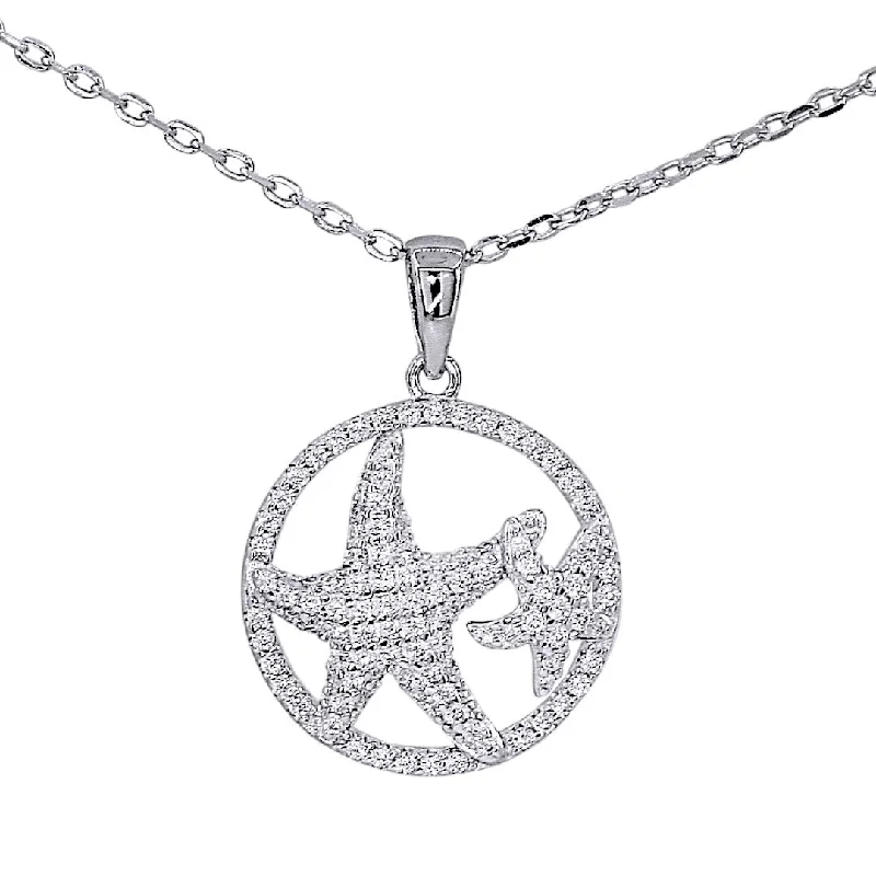 Fashion Pendant Necklaces-Star Fish Family Necklace