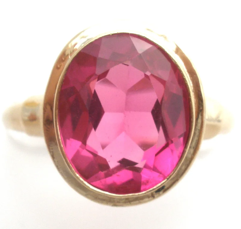 WhiteGoldRings-Vintage Pink 10K Gold Ring Size 5.75