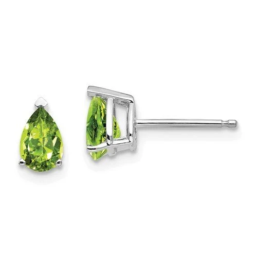 Gemstone Drop Earrings-Butterfly Drop Earrings-14KT WHITE GOLD 0.90 CTW PEAR PERIDOT EARRINGS