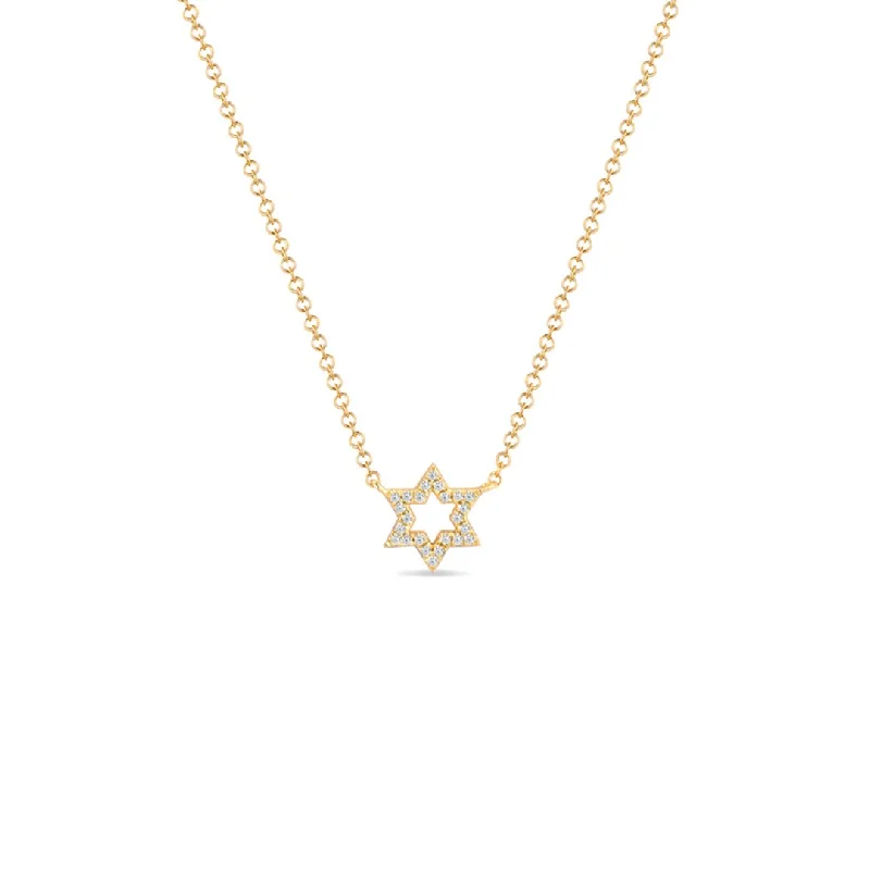 Large Pendant Necklaces for Women-0.07 ctw Diamond Open Star Necklace