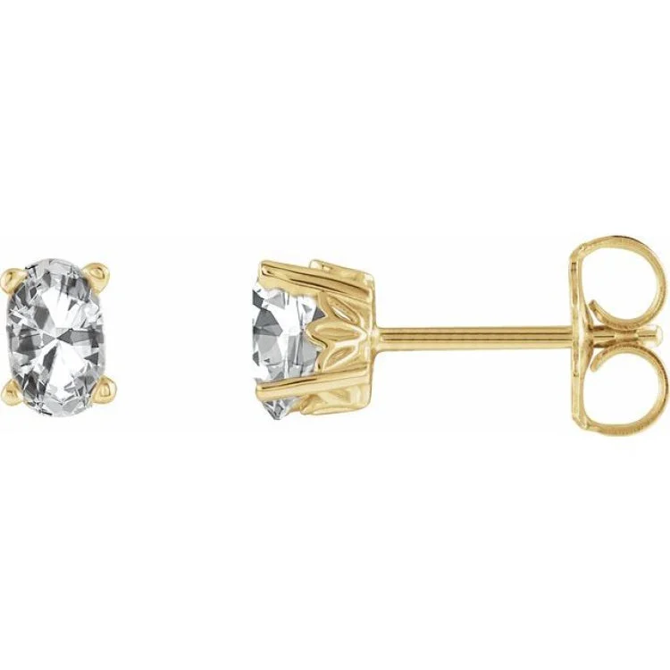 Gold Stud Earrings for Women-Birthday Drop Earrings-14K Yellow Natural White Sapphire Earrings