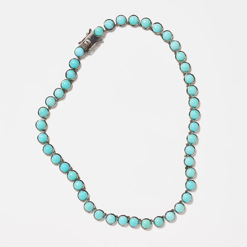 Luxury Necklaces with Gems-Small Turquoise Dot Riviere Necklace