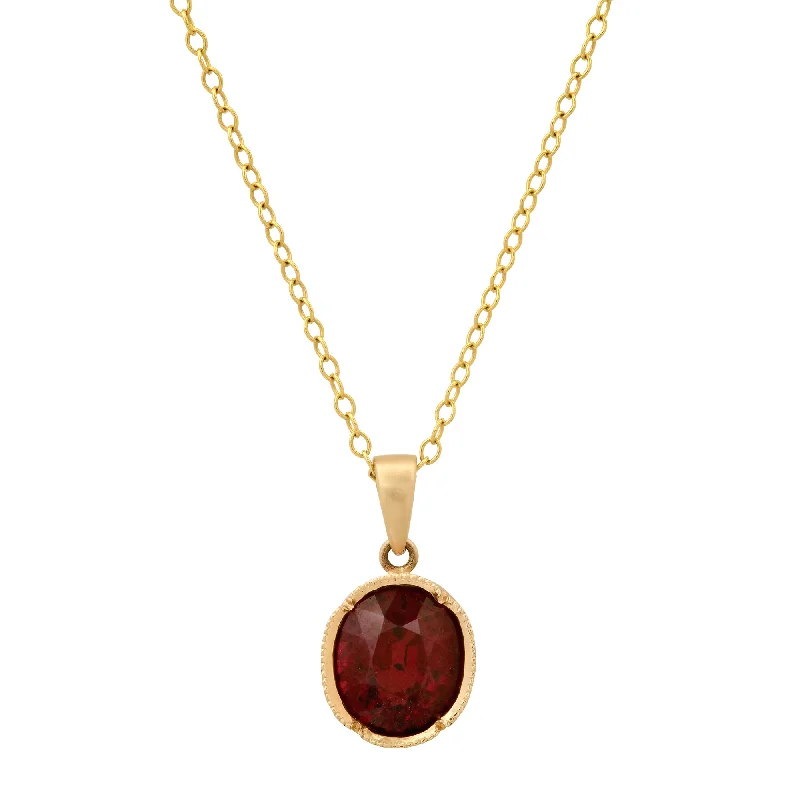 Infinity Pendant Necklaces-Garnet Drop Necklace