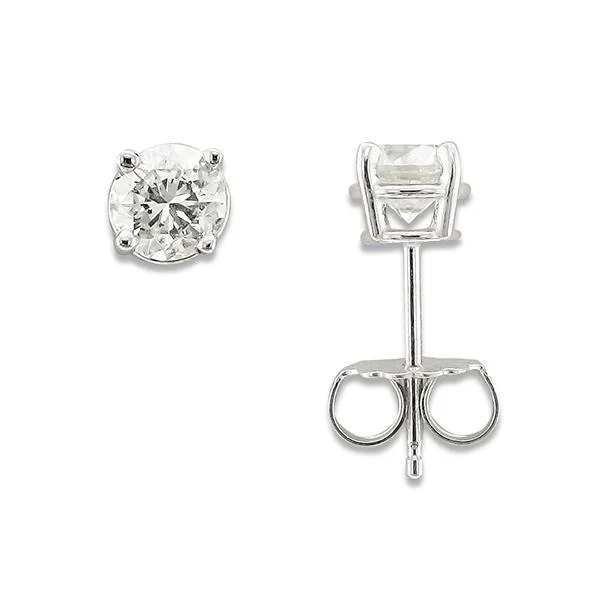 Clip Earrings for Non-Pierced Ears-Soft Hoop Earrings-14KT WHITE GOLD 3/4 CTW ROUND DIAMOND EARRINGS