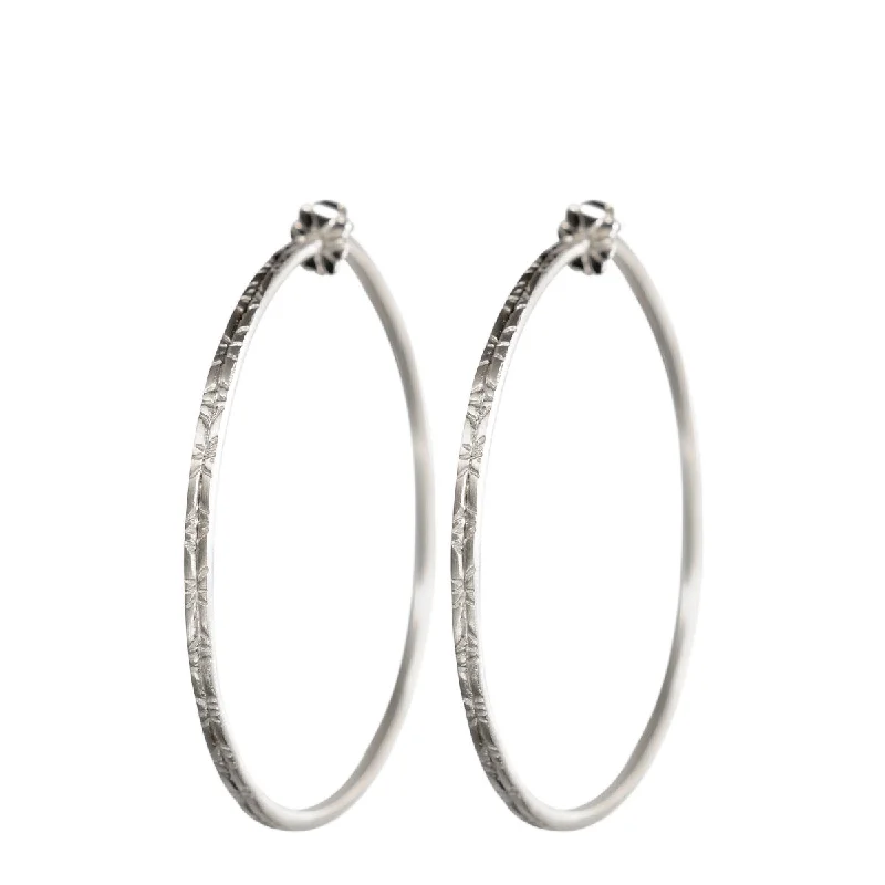 Diamond Drop Earrings-Fashion Earrings-Sterling Silver Large Engraved Endless Hoop Earrings