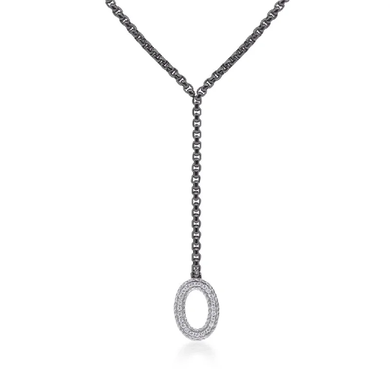 Gold and Diamond Necklaces-0.19 ctw Diamond Lariat Cable Necklace