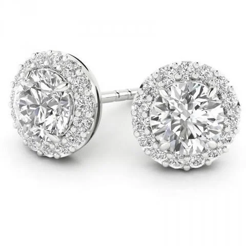 Heart-Shaped Stud Earrings-Classic Earrings-14KT WHITE GOLD 1/2 CTW ROUND DIAMOND HALO EARRINGS