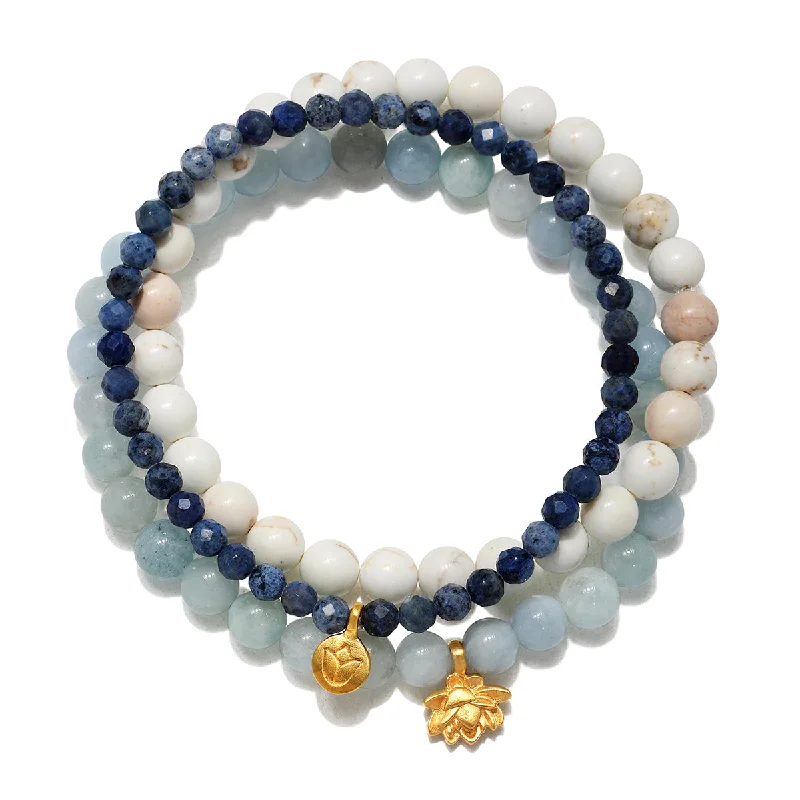 AquamarineBracelets-Manifest Positivity Gemstone Bracelet Set