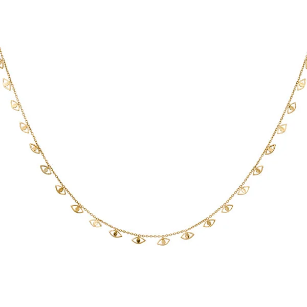 Gold Necklaces with Pearls-Eye Choker Necklace