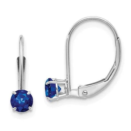 Double Hoop Earrings-Crystal Drop Earrings-14KT GOLD 3/4 CTW ROUND BLUE SAPPHIRE LEVERBACK EARRINGS