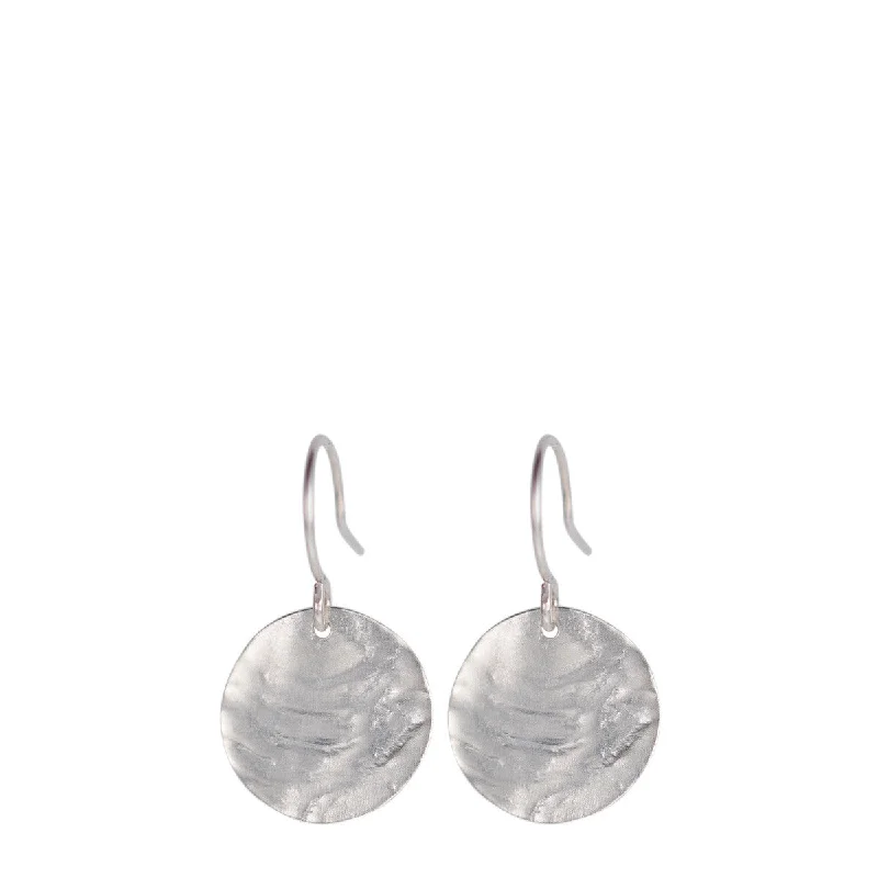 Trendy Silver Earrings-Heart Earrings-Sterling Silver Medium Shell Disc Earrings