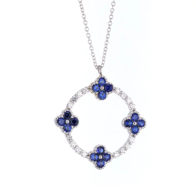 Nature Inspired Necklaces-Blue Sapphire & Diamond Pendant Necklace