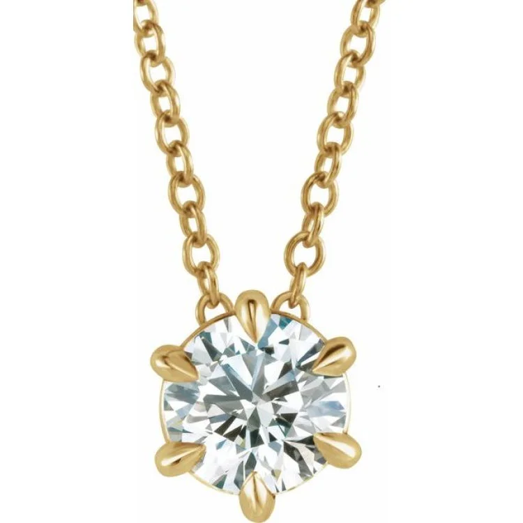 Fine Gold Necklaces-14K Yellow 1/4 CT Lab-Grown Diamond Solitaire 16-18" Necklace