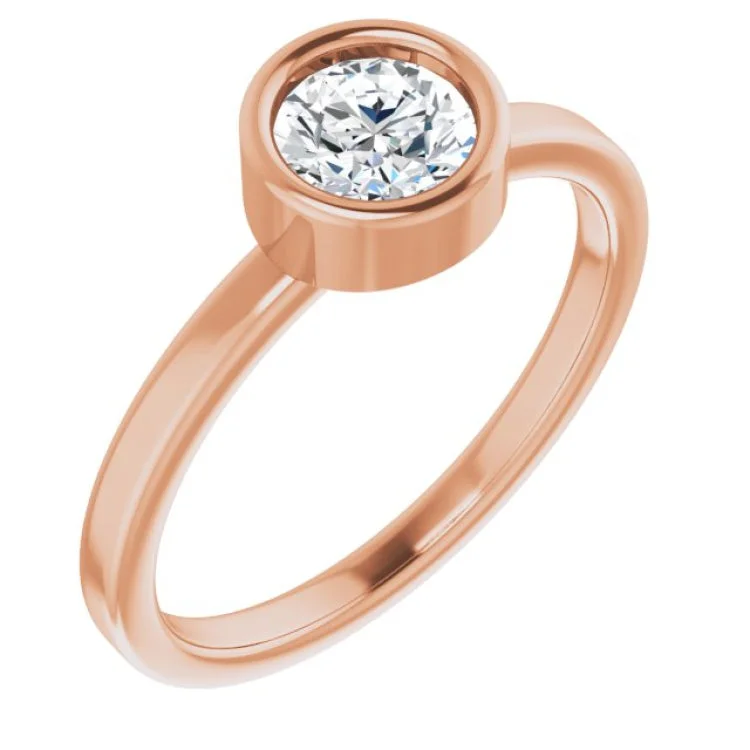 GeometricRings-14K Rose 5/8 CT Natural Diamond Ring