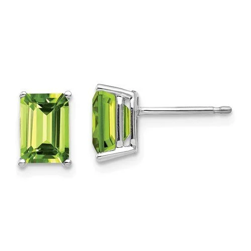 Small Drop Earrings-Elegant Drop Earrings-14KT WHITE GOLD 2.00 CTW EMERALD PERIDOT EARRINGS