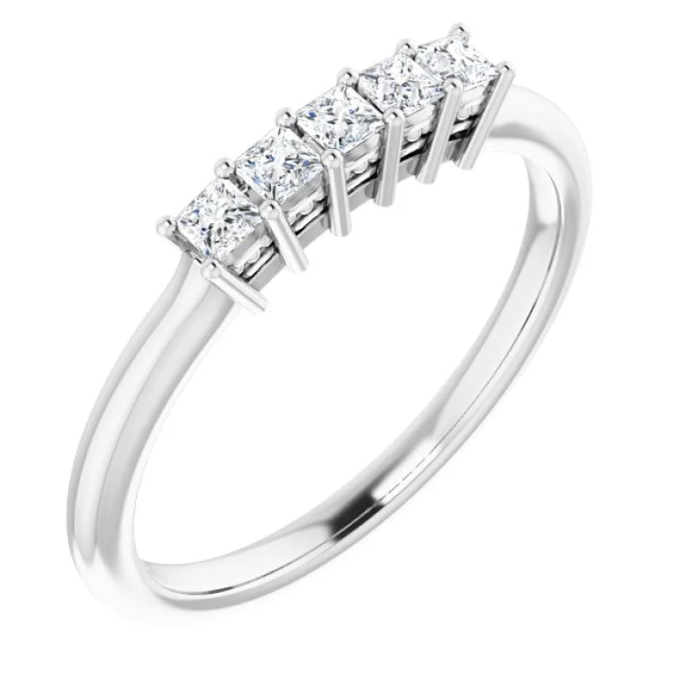 HammeredRings-Platinum 1/4 CTW Natural Diamond Anniversary Band