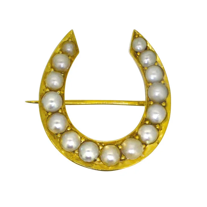 Sapphire brooch-Pearl Horse Shoe Brooch