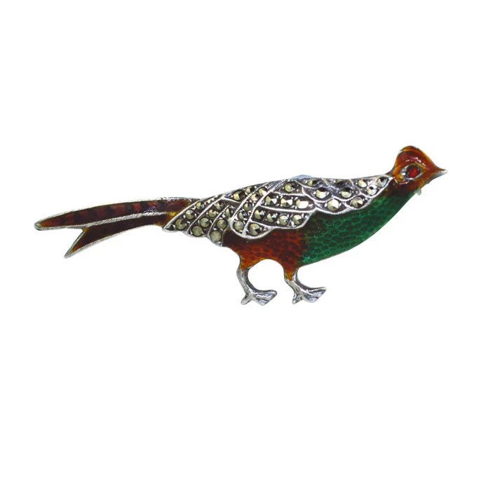 Classic brooch-Enamel & Marcasite Pheasant Brooch