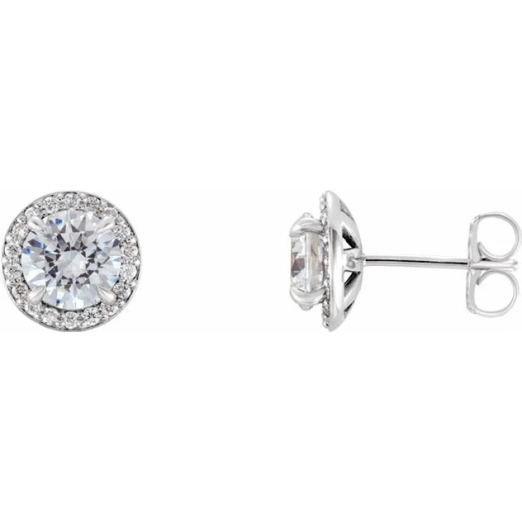 Stone Earrings-Hoop Earrings for Women-Platinum 5/8 CTW Natural Diamond Halo-Style Earrings