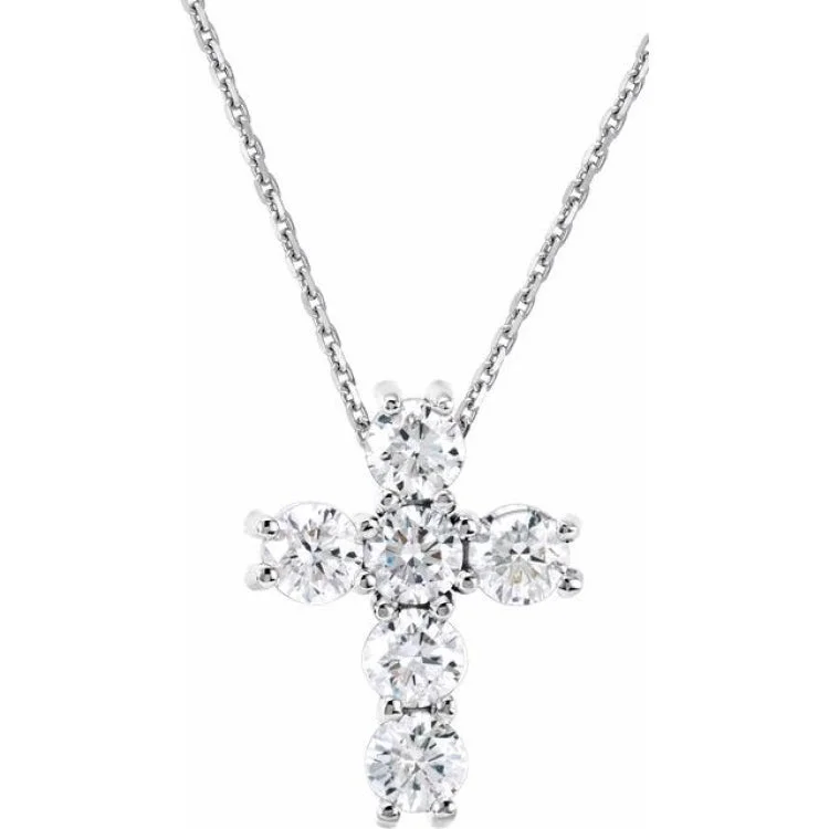 Gold Plated Necklaces for Women-14K White 1/4 CTW Natural Diamond Cross 18" Necklace