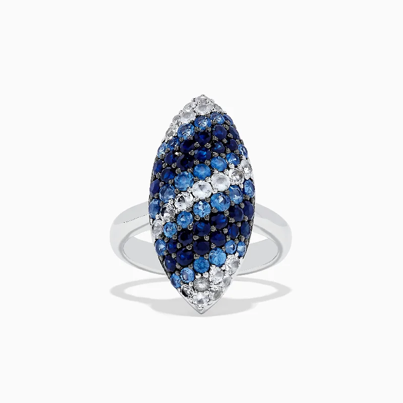 HeartRings-Splash 925 Sterling Silver Blue and White Sapphire Ring, 3.15 TCW